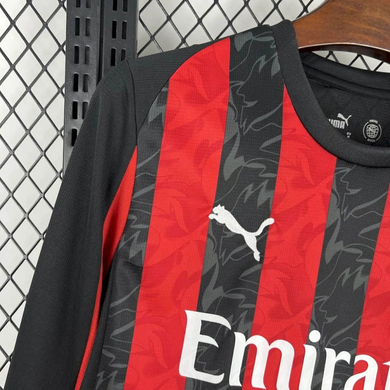 2025/2026 Long Sleeve AC Milan Home Soccer Jersey 1:1 Thai Quality