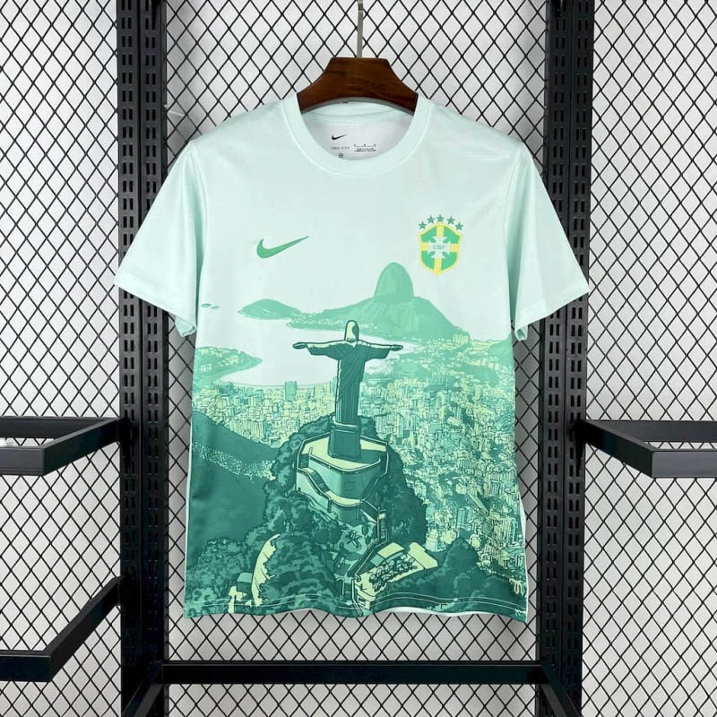 2025 Brazil Jesus Special Edition Light Green Soccer Jersey