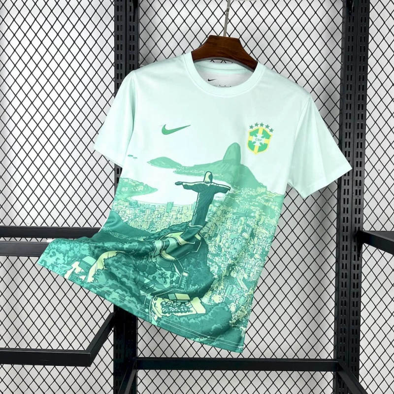 2025 Brazil Jesus Special Edition Light Green Soccer Jersey