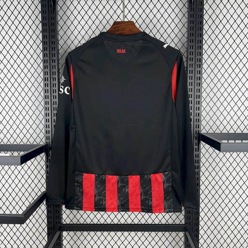 2025/2026 Long Sleeve AC Milan Home Soccer Jersey 1:1 Thai Quality
