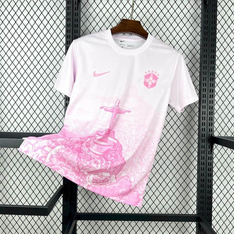 2025 Brazil Jesus Special Edition White-Pink Soccer Jersey