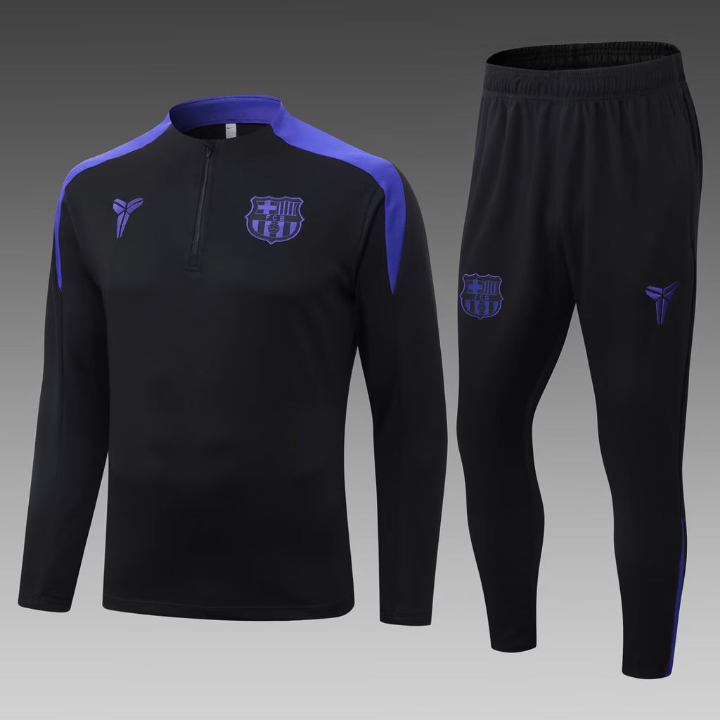2025/2026 Barcelona Half-Pull Training Suit Black Jersey Set