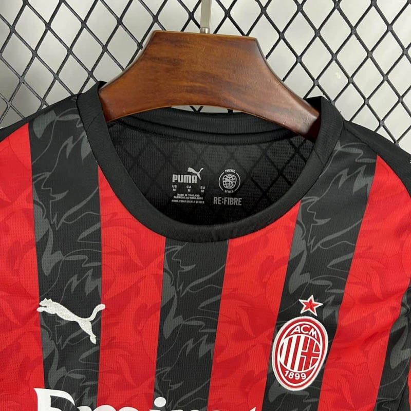 2025/2026 Long Sleeve AC Milan Home Soccer Jersey 1:1 Thai Quality